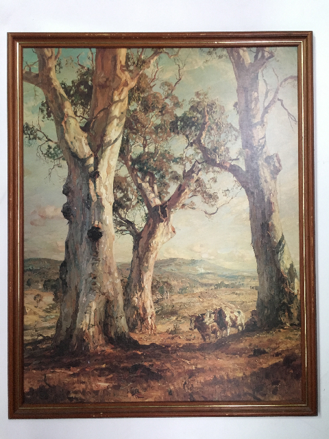 ARTWORK, Landscape (Large) - Two Cows & Gum Trees